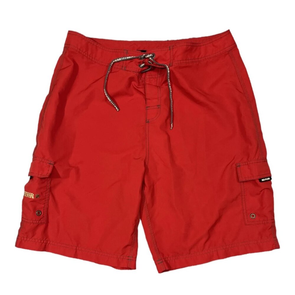 NO‎ FEAR board shorts Mens size 38 red with pockets